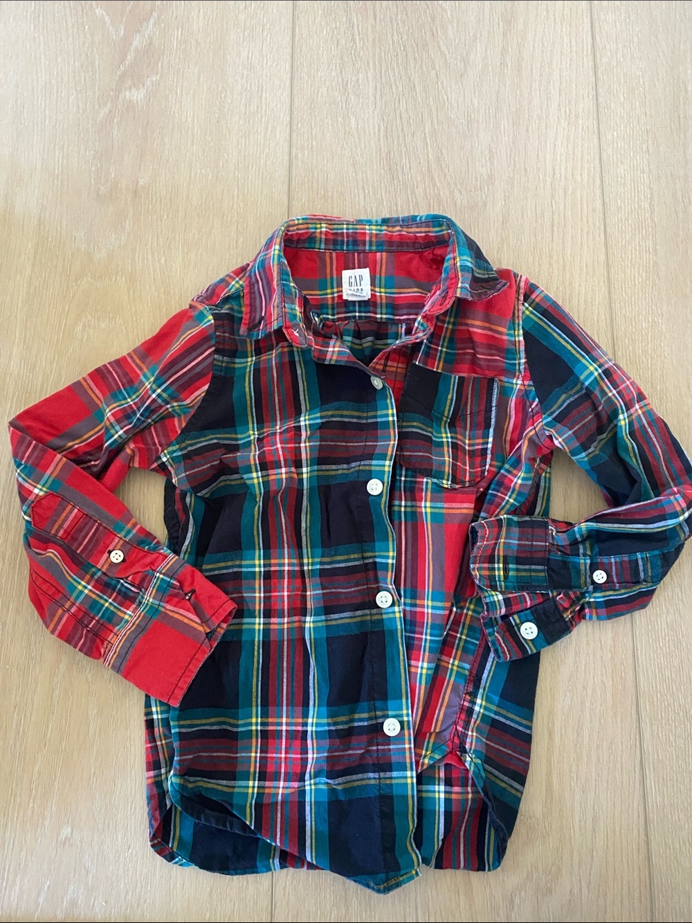 GAP Red and Navy Plaid Button-Down Shirt